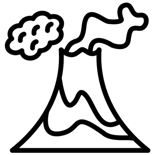 Ilustración del icono vectorial del volcán del conjunto de iconos de contaminación