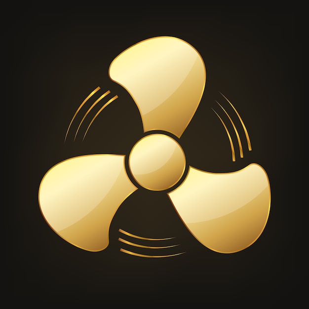 Ilustración de icono de ventilador brillante dorado