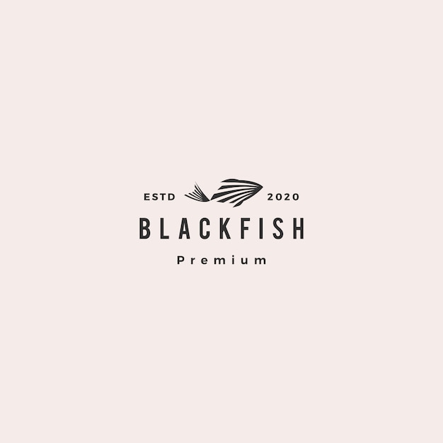 Ilustración de icono vintage retro hipster logo de pescado negro