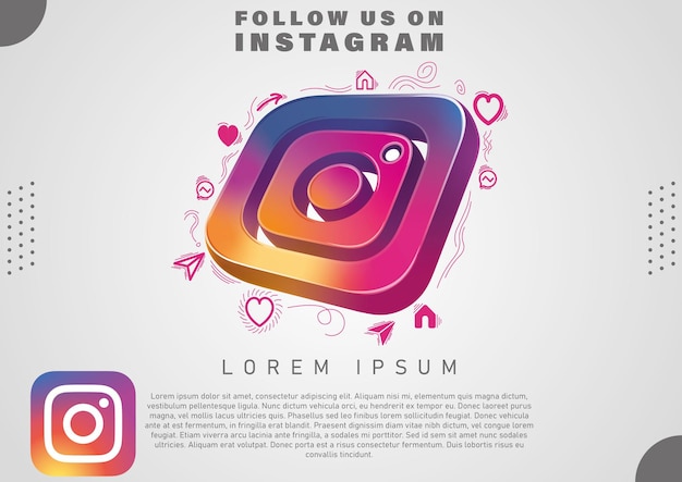 Vector ilustración de iconos 3d de instagram con pequeños iconos de instagram