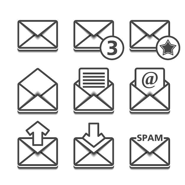 Ilustración de los íconos de correo vectorial eps10