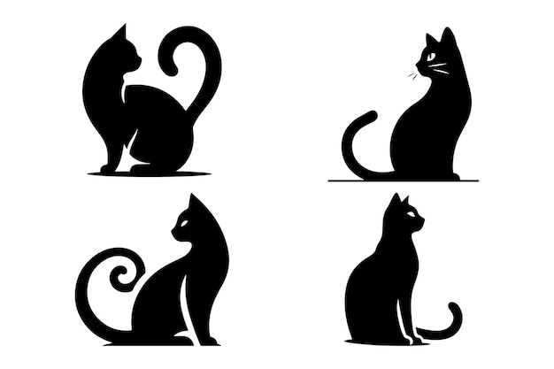 Ilustración de iconos de gato estilo de silueta de arte vectorial
