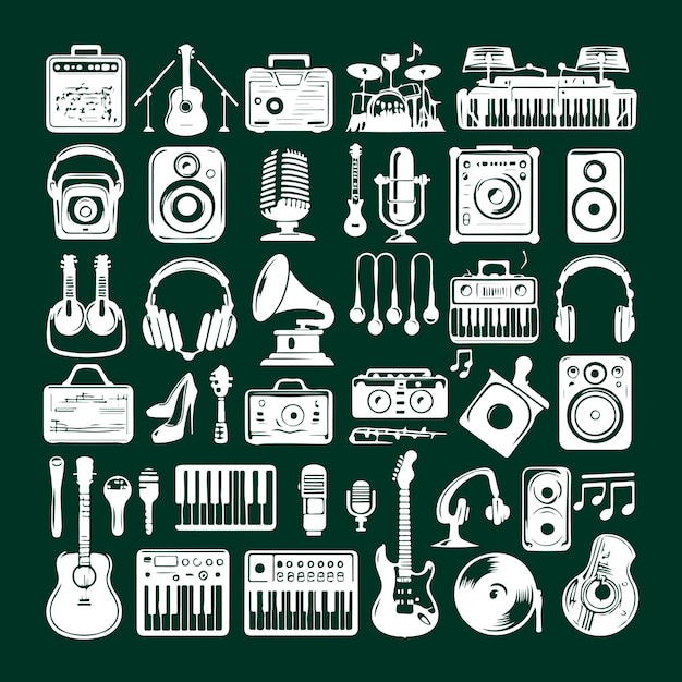 Ilustración de íconos de música plana Vector de íoncos de música sencillo Íconos de Música