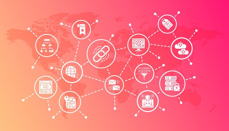 Vector ilustración de iconos de promoción seo marcador hosting hipervínculo anuncio transferencia de datos iconos de línea banner ilustración vectorial en estilo de línea