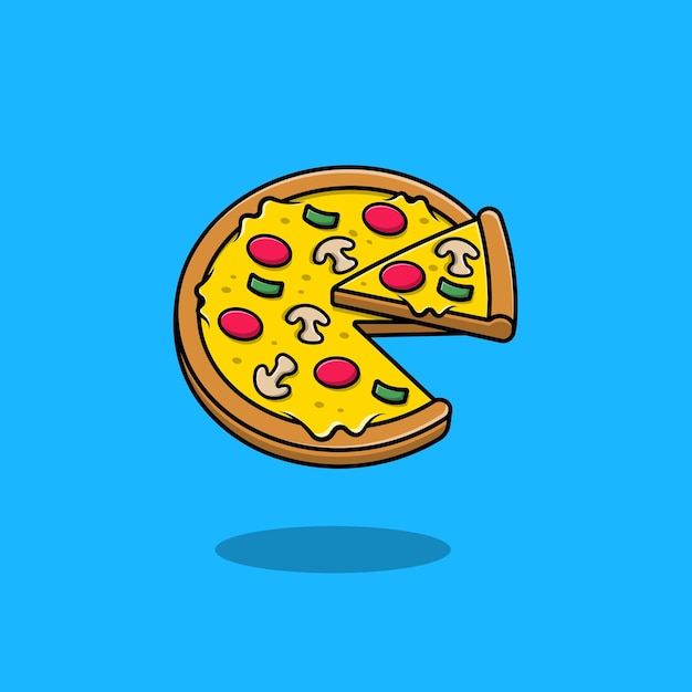 Ilustración de iconos vectoriales de dibujos animados derretidos de pizza