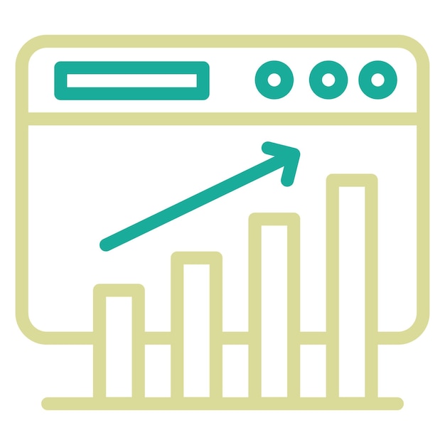 Ilustración de íconos vectoriales de gráficos de barras de sitios web de SEO y SEM
