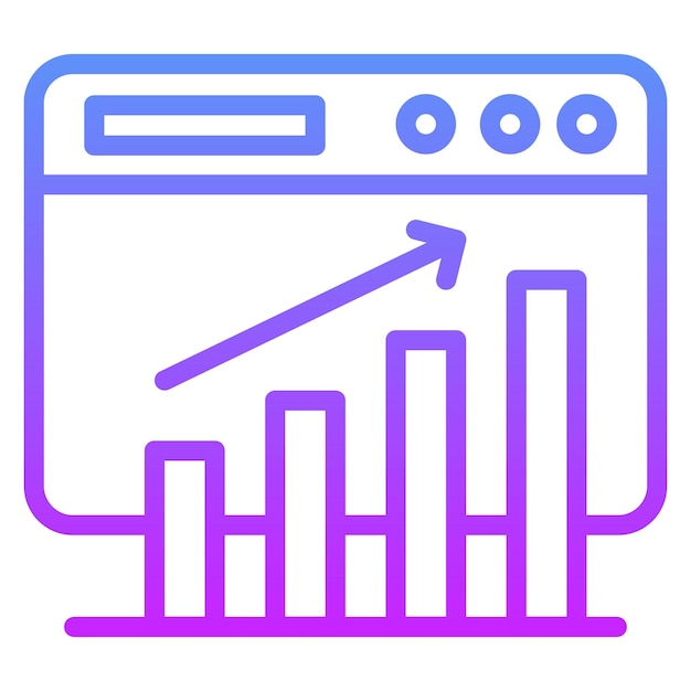 Ilustración de íconos vectoriales de gráficos de barras de sitios web de SEO y SEM