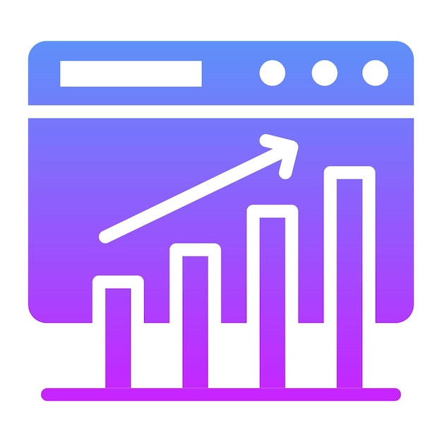 Ilustración de íconos vectoriales de gráficos de barras de sitios web de SEO y SEM