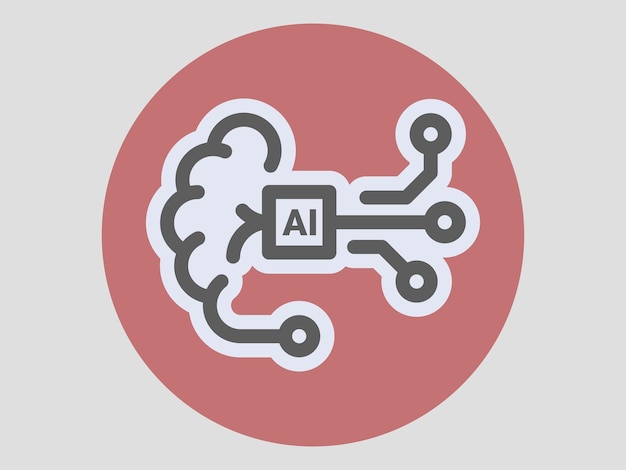 Ilustración de iconos vectoriales sobre un tema Desarrollo de la inteligencia artificial Tecnología informática del cerebro