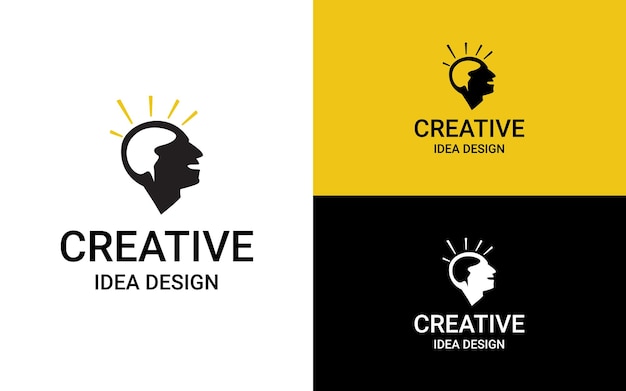 Ilustración de una idea símbolo de la idea icono de la mente creativa logotipo de la mente idea diseño del logotipo
