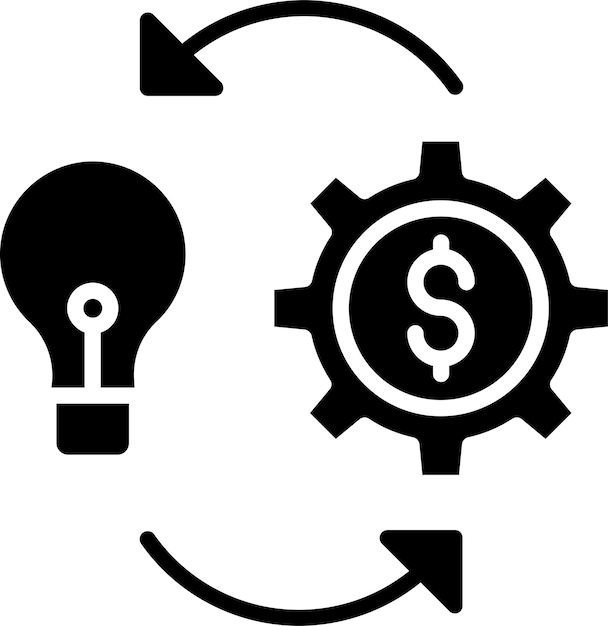 Ilustración de idea sólida de inversión y vector de glifos