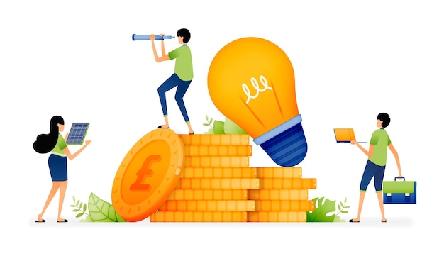 Ilustración de ideas a partir de futuros pasos de inversión financiera y bancaria Diseñado para la página de destino del sitio web folleto de aplicaciones folleto empresa de medios de inicio