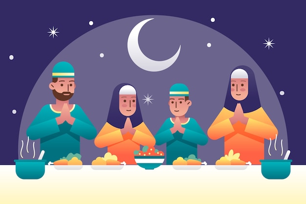 Vector ilustración de iftar degradado
