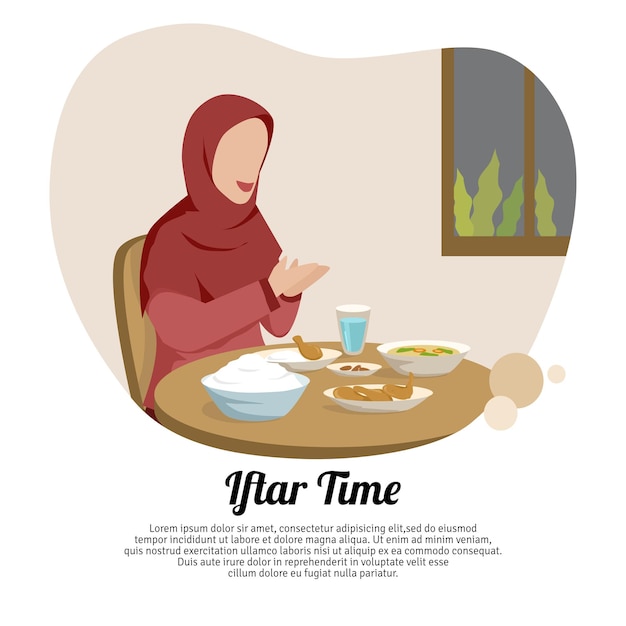 Ilustración de iftar para el diseño del Ramadán islámico