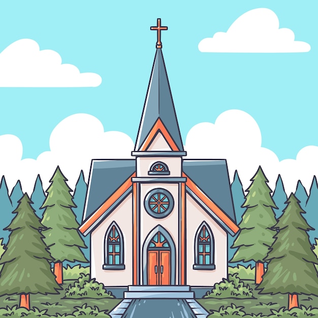 Ilustración de la iglesia dibujada a mano