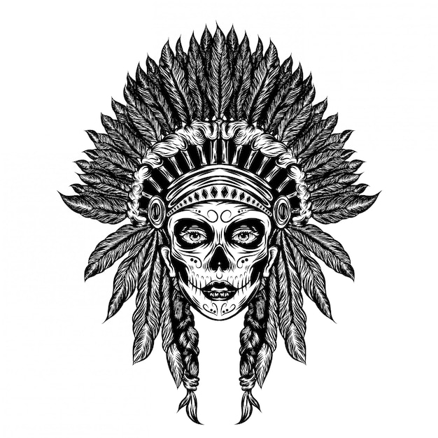 ilustración ilustración de niña usa sombrero tradicional indio