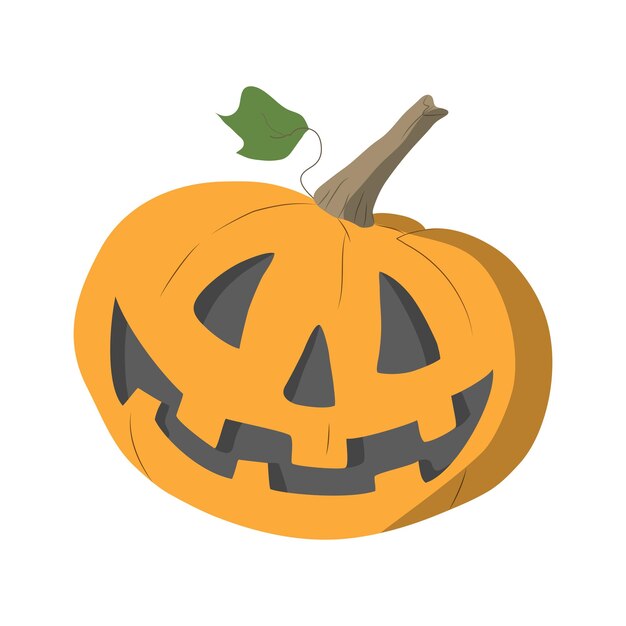 Ilustración de una ilustración de vector de diseño plano de calabaza de Halloween naranja