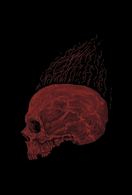 Ilustración de ilustraciones de cráneo y fuego de cabeza