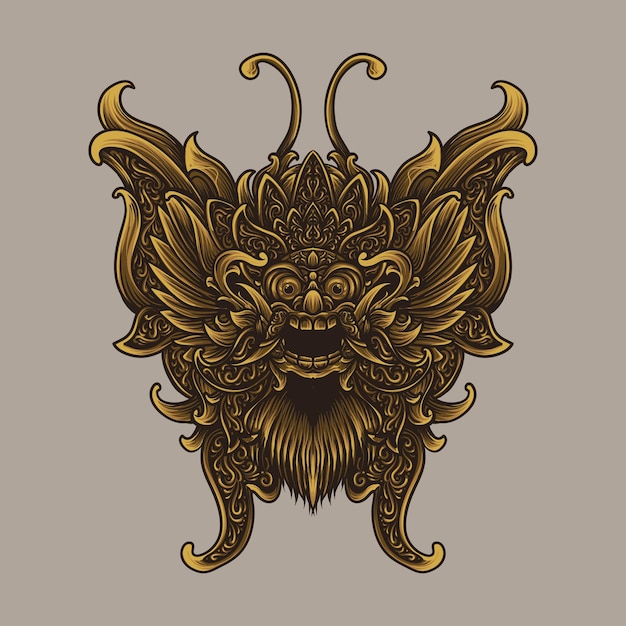 ilustración de ilustraciones y diseño de camiseta adorno de grabado de mariposa barong