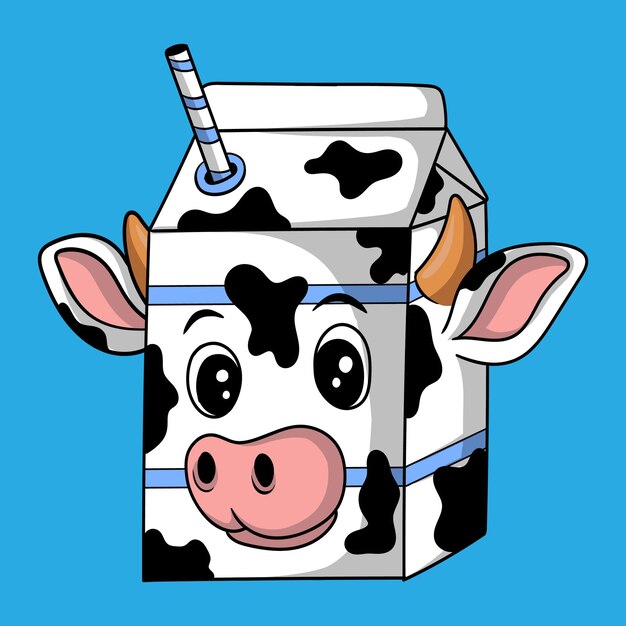 ilustración de ilustraciones y diseño de camisetas lindo personaje animal leche