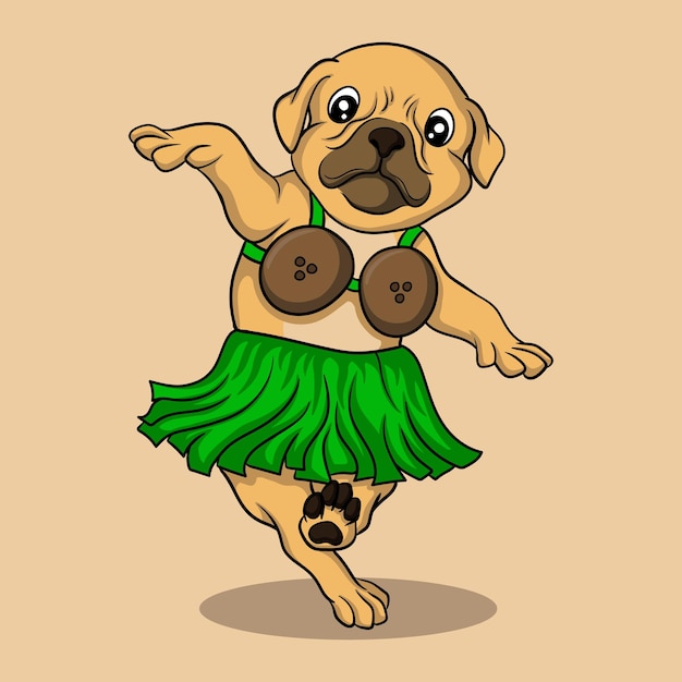 Ilustración de ilustraciones y diseño de camisetas lindo personaje bailando perro