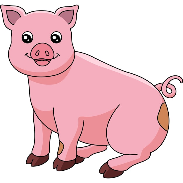 Ilustración de imágenes prediseñadas de color de dibujos animados de cerdo