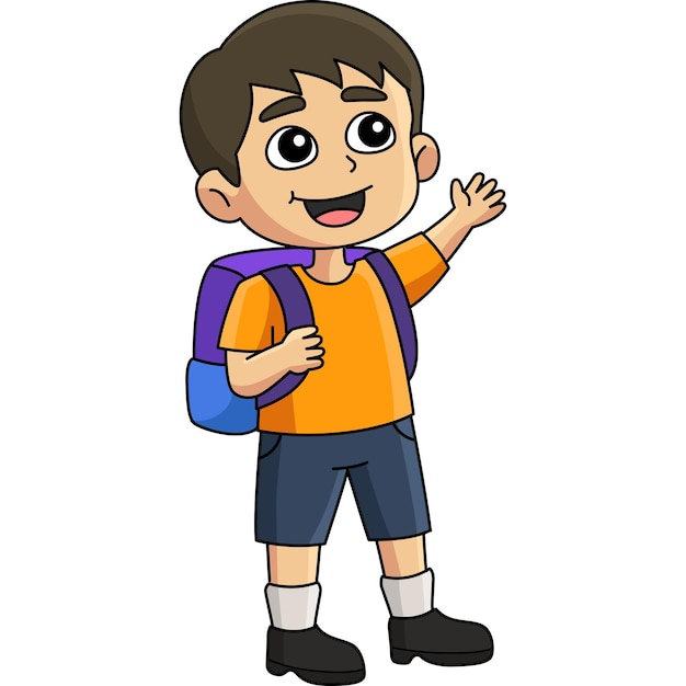 Ilustración de imágenes prediseñadas de color de dibujos animados de niño feliz