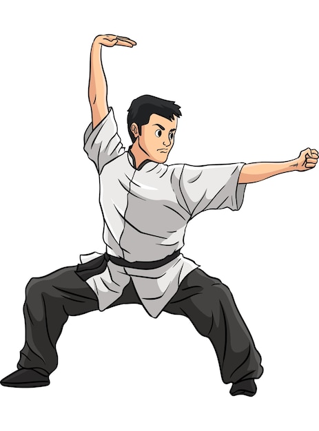 Ilustración de imágenes prediseñadas coloreadas de dibujos animados de Kung Fu