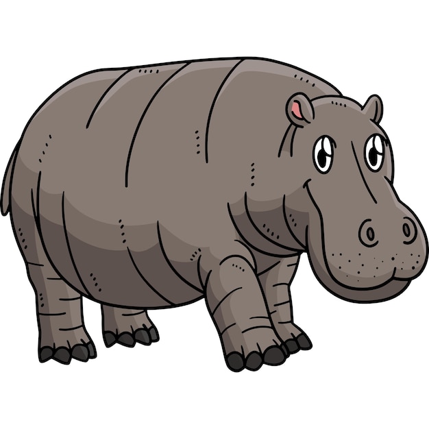 Vector ilustración de imágenes prediseñadas coloreadas de dibujos animados de madre hipopótamo