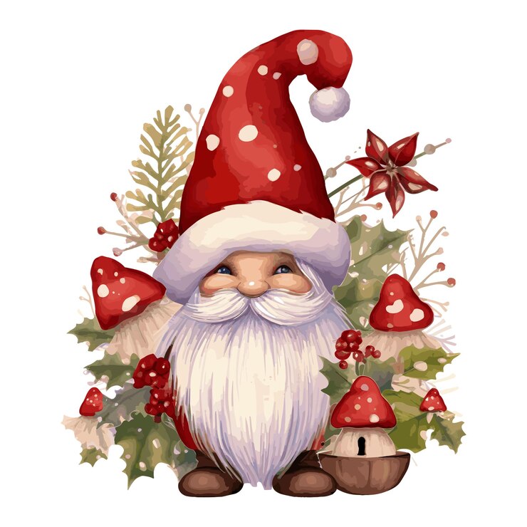 Ilustración de imágenes prediseñadas de Feliz Navidad en acuarela creada con tecnología de IA generativa