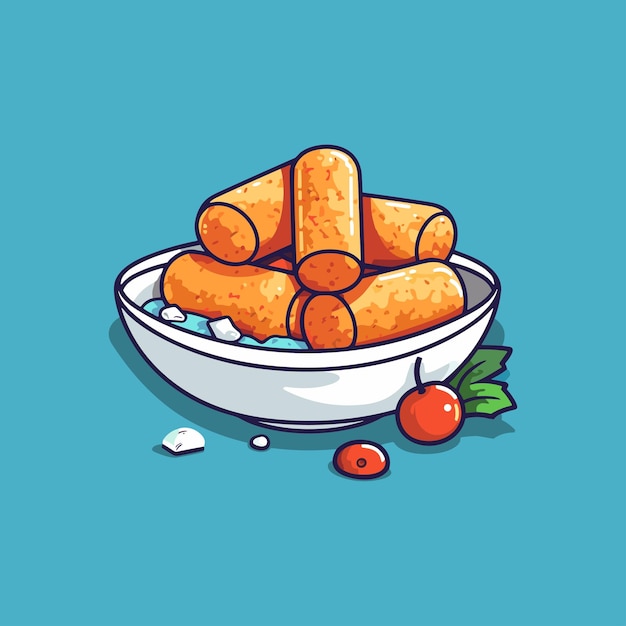 Ilustración de imágenes prediseñadas de palitos de mozzarella para la web del cartel del menú