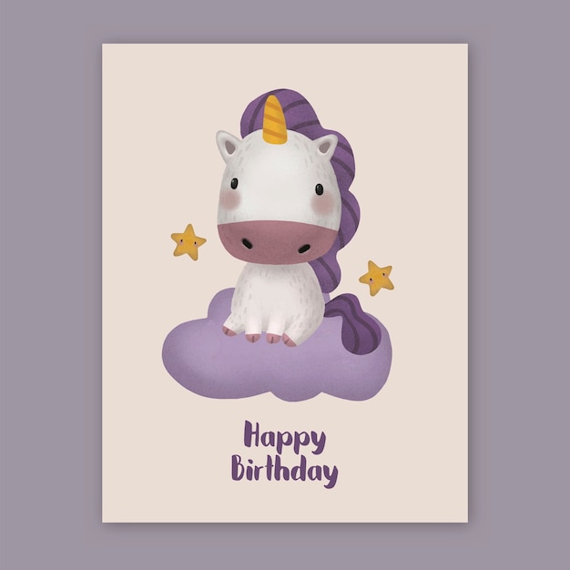 Ilustración de imágenes prediseñadas de unicornio de cumpleaños