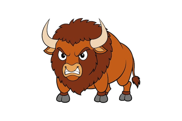 Ilustración de imágenes vectoriales de bisontes animales al estilo de dibujos animados