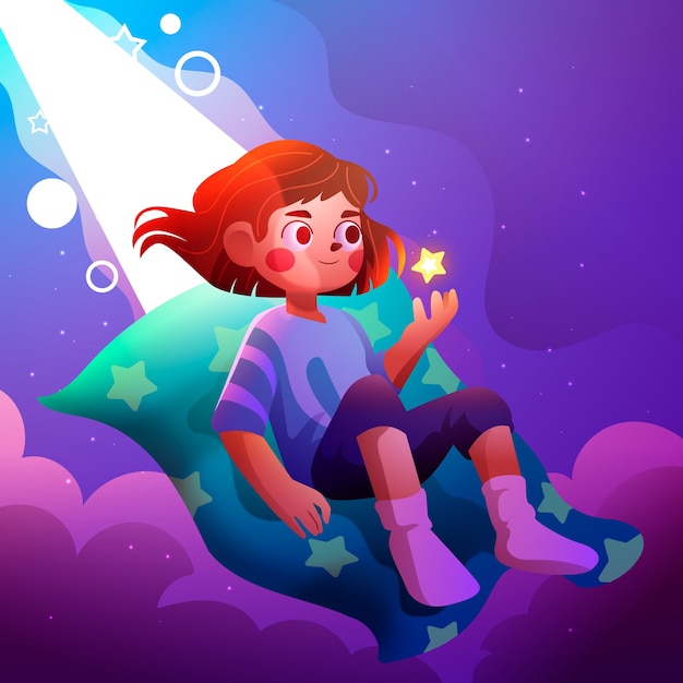 Ilustración de la imaginación de los niños con gradientes