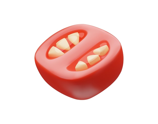 Ilustración de imitación de plástico vectorial de renderizado 3D de la mitad de la cereza aislada en blanco