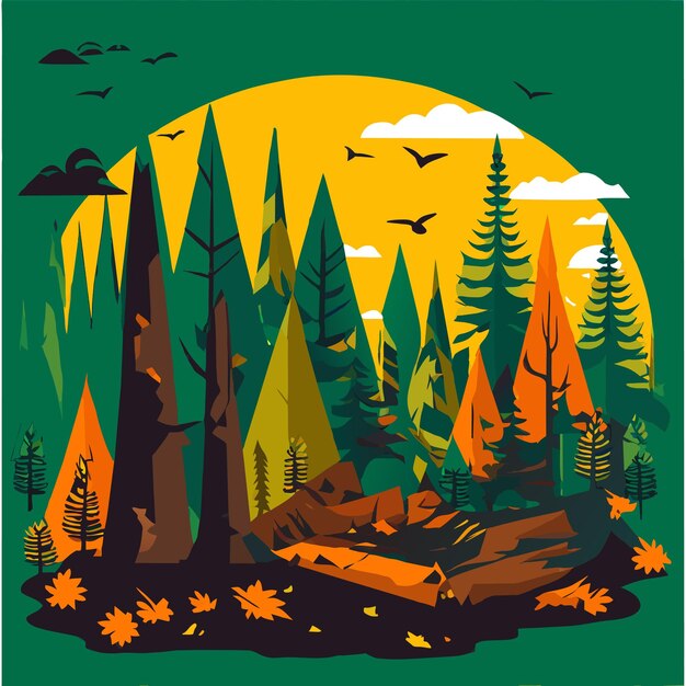 Vector ilustración del impacto devastador de la deforestación en el vector de la naturaleza