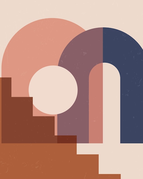 Ilustración de impresión de arte de línea abstracta contemporánea