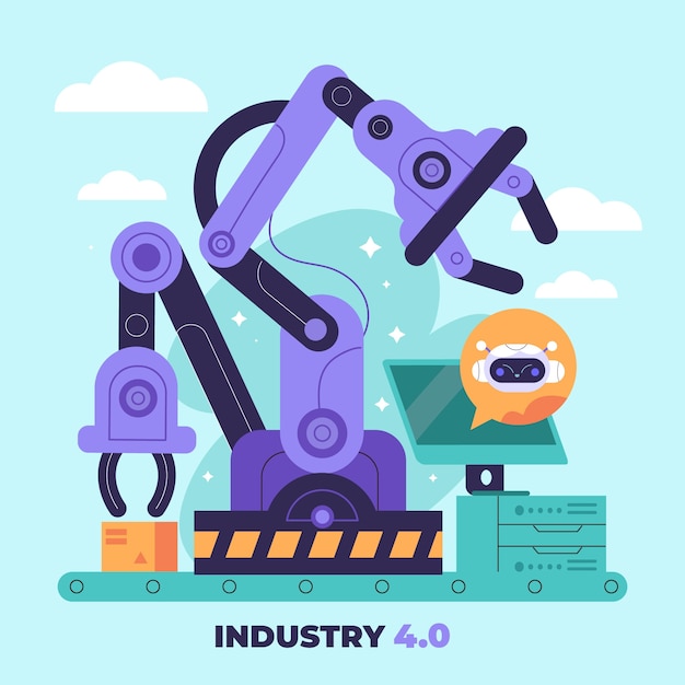 Vector ilustración de la industria 4.0 dibujada a mano