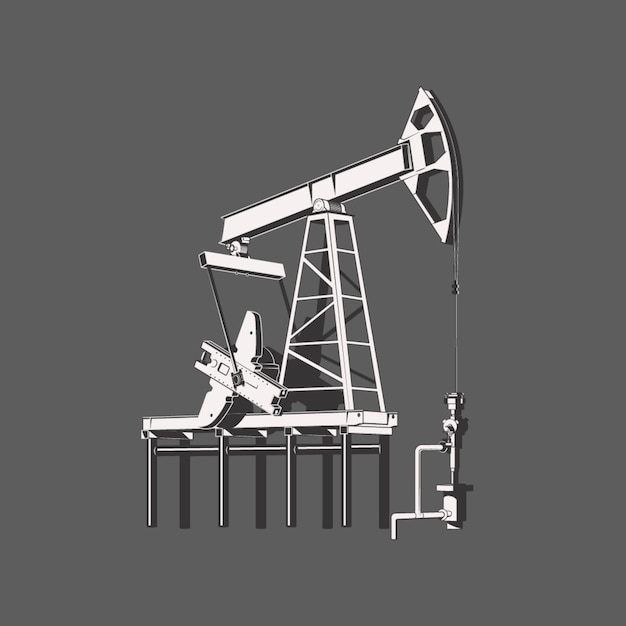 Ilustración de la industria del petróleo de la bomba de aceite Ilustración vectorial de silueta aislada en fondo gris