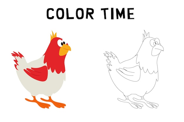 Ilustración infantil de un colorante de pollo