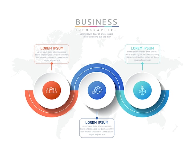 Ilustración infografía plantilla de diseño de información de marketing con 3 opciones o pasos