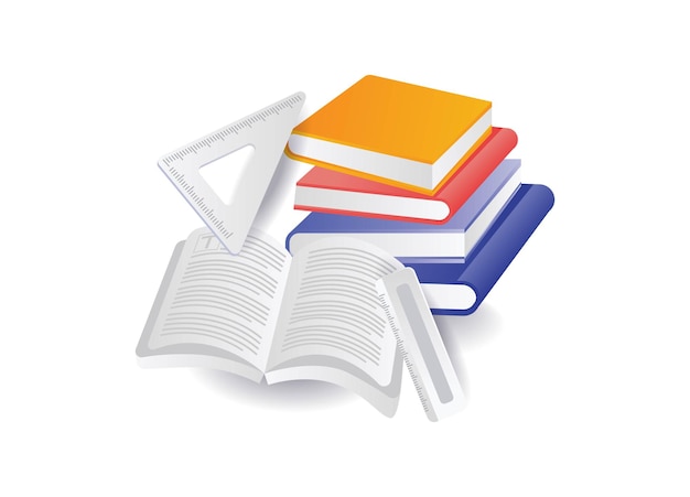 Ilustración infográfica del concepto de apertura del libro de texto de educación escolar