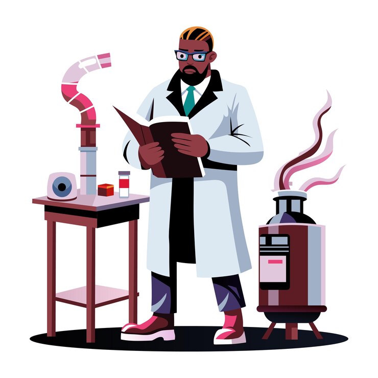 Vector ilustración de ingeniero criogénico en estilo plano