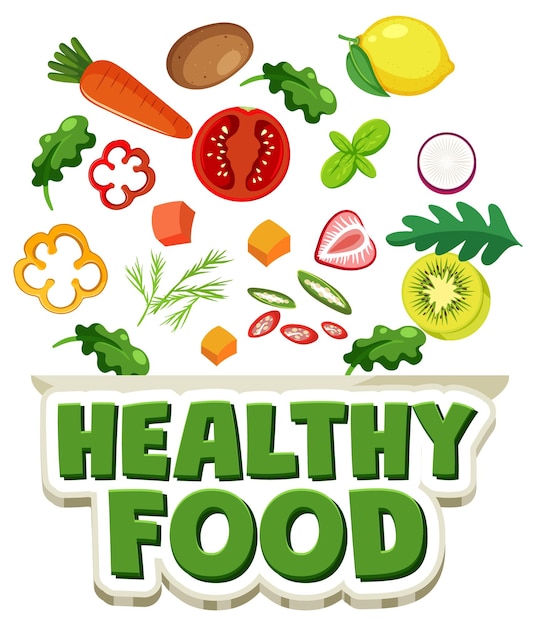 Ilustración de los ingredientes de los alimentos saludables