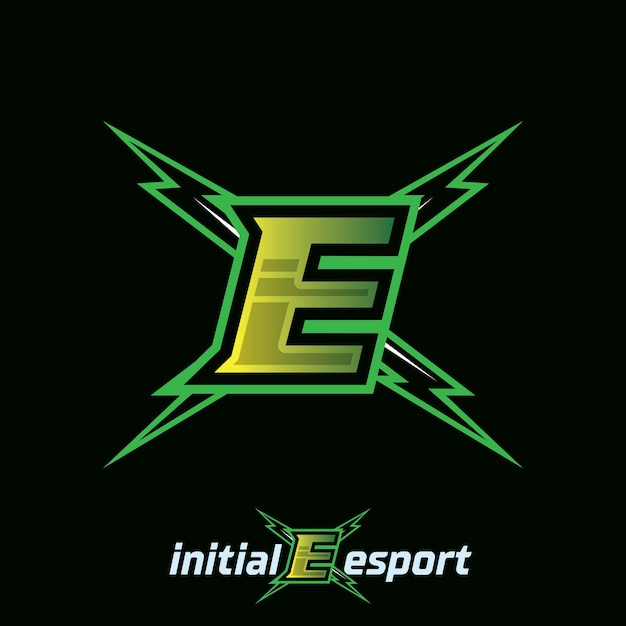 Vector ilustración inicial del logotipo de esport de la letra e esport mascota gamer trabajo en equipo diseño streamer logo