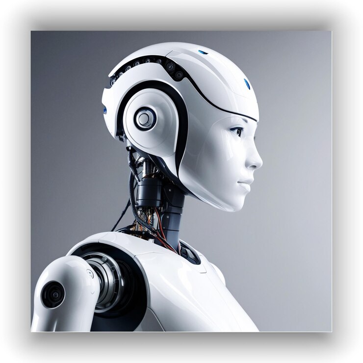 Vector ilustración innovadora de robot con un fondo blanco mínimo generada