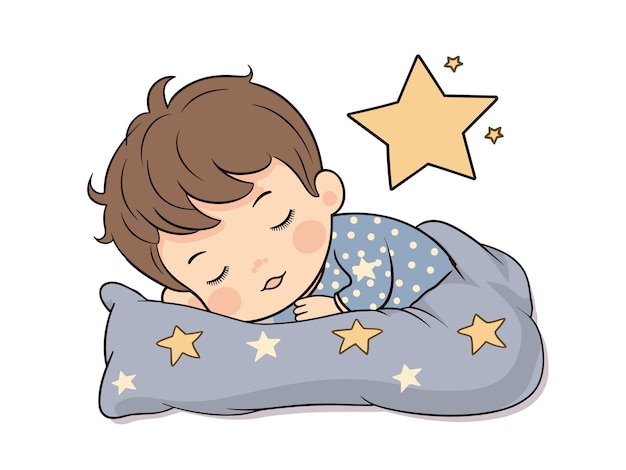 Vector ilustración de la inocencia pura del bebé adorable durmiendo.