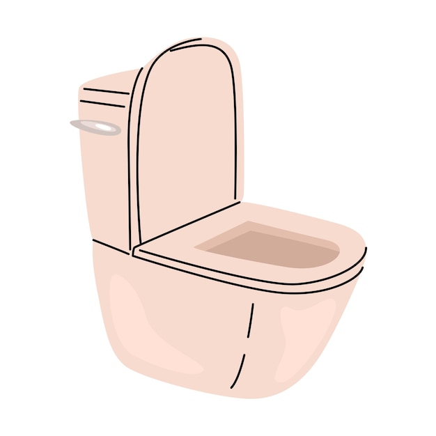 Ilustración de inodoro Inodoro con tapa abierta vista lateral Elementos de mobiliario interior Productos de higiene para las necesidades naturales del cuerpo Ilustración vectorial