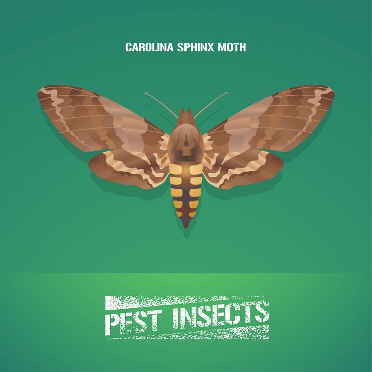 Vector ilustración del insecto manduca sexta (polilla de la esfinge de carolina)