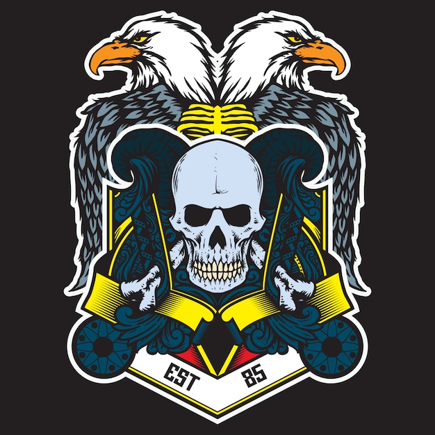 Ilustración de insignia de águila calavera